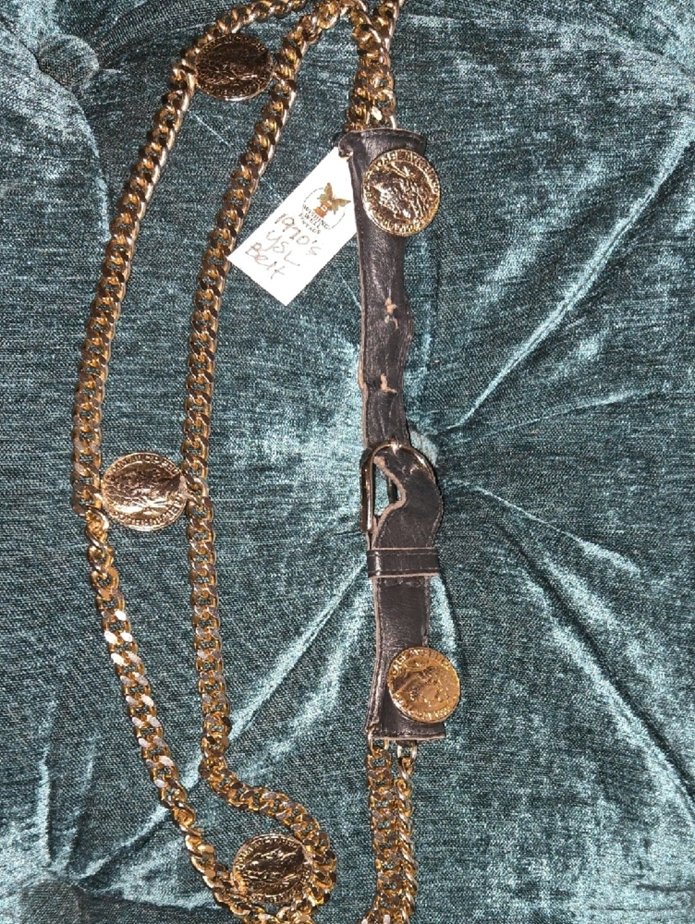 YsL Vintange Coin Belt with Black Leather - Picture 2 of 7
